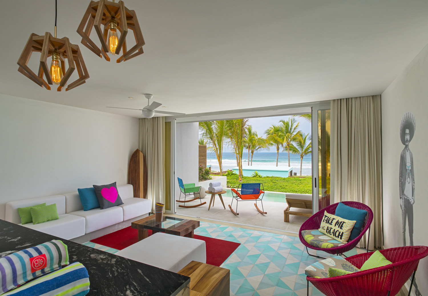 Colorful bright accommodations with amazing views.